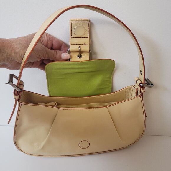 Hype Leather Yellow Red Seams Y2K Tote/Shoulder Purse - Picture 9 of 13